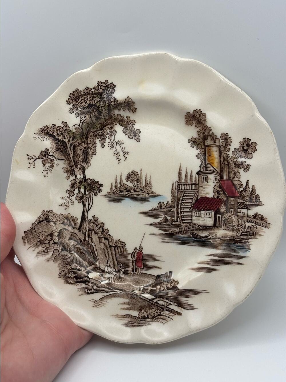 Vintage Johnson Brothers English "The Old Mill" Landscape Bread & Butter Plate